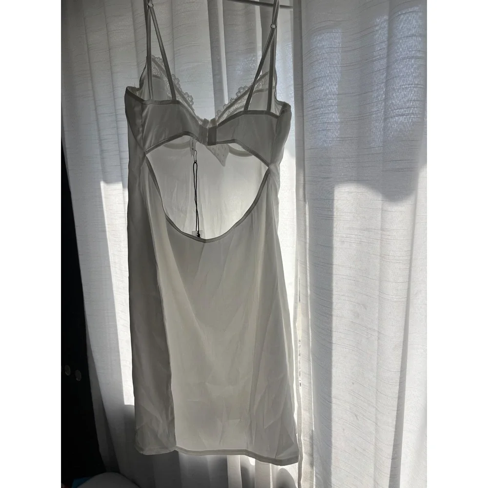 Kat The Label Sienna Slip Dress Ivory Underwire Lace Trim Mini KTS-63-W-M Medium